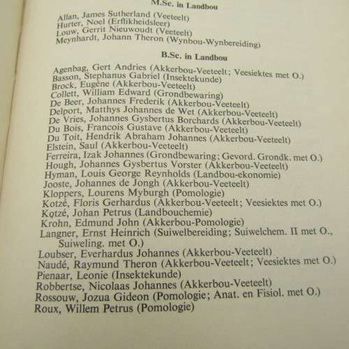 University of Stellenbosch - List of successful candidates