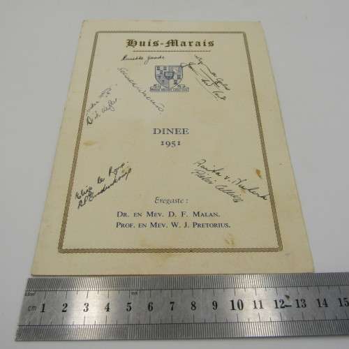Huis Marais Stellenbosch Dinee 1951, 1952 and 1953 - programs Signed by attendees a rare find