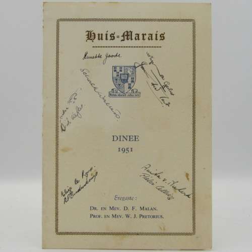 Huis Marais Stellenbosch Dinee 1951, 1952 and 1953 - programs Signed by attendees a rare find