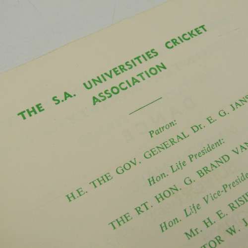 SA Universities Cricket tournament programme 1952 with list of teams and players