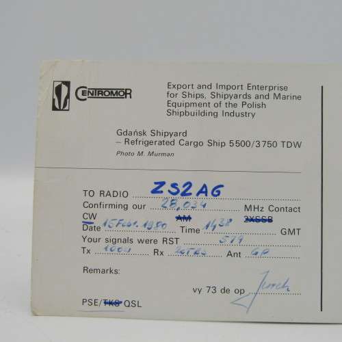 Pair of Polish Shipping radio amateur GSL cards 1975 & 1980