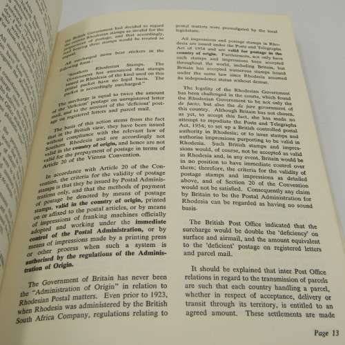 The Surcharging of Rhodesia`s Mail by D.A Mitchell and H.T. Tring