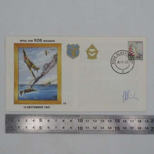 Invasion of K O S cover no 549 of 10000 flown in an Impala of 7 squadron - Signed