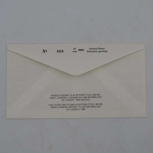 Spitfire 50 years cover flown in spitfire PT672 COVER NO 909 OF 8000 Signed by DSO EDFC recpient LTC
