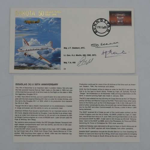 Dakota 50 years cover flown in a Dakota of 44 squadron no 427 of 10000 signed y AFC recipient Maj JT