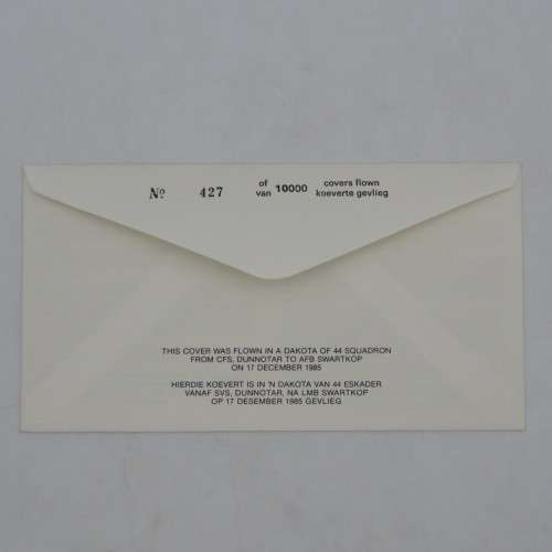 Dakota 50 years cover flown in a Dakota of 44 squadron no 427 of 10000 signed y AFC recipient Maj JT