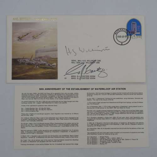 50th anniversary of Waterkloof flown cover no 1214 of 7000 Signed by Genl Maj Willmott Brig GJ Coetz