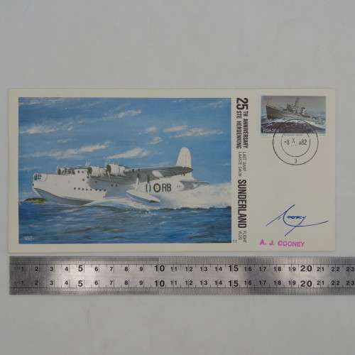 Last Sunderland flight flown cover - Flown in Shakleton - no 2725 of 3000 signed by AJ Cocney