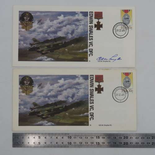 Pair of VC recipient covers one signed by recipient QGM Smythe plus one with wrong number 6810 of 80