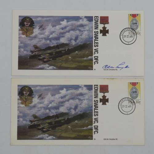 Pair of VC recipient covers one signed by recipient QGM Smythe plus one with wrong number 6810 of 80