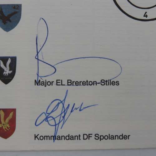 42nd anniversary of 42 squadron no 1765 of 7000 flown in a AUSTER AOP MK 5 and signed by major EL Br