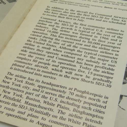 SD 3 - 30 Aircraft Shorts pamflet 1976