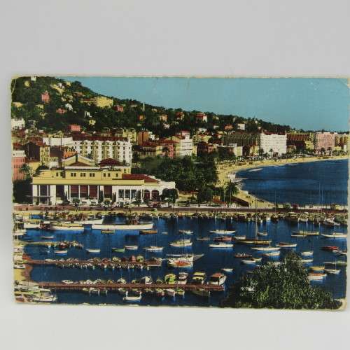 Lot of 7 postcards vintage with French Stamps or Frankings