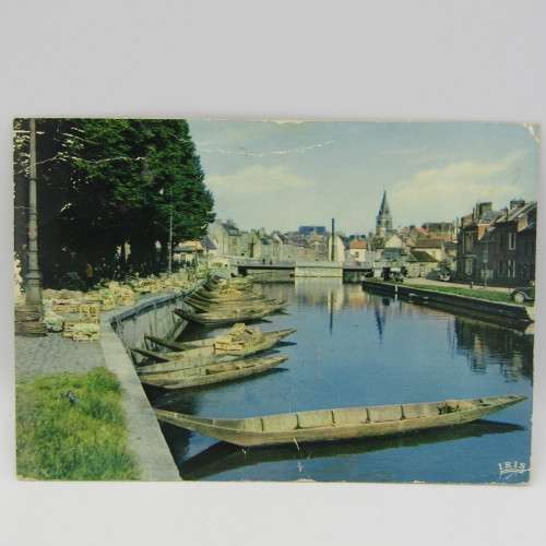 Lot of 7 postcards vintage with French Stamps or Frankings
