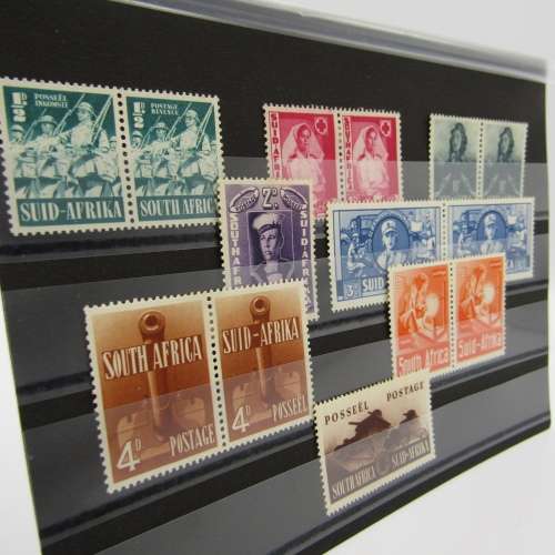 South Africa War Effort stamp issue SACC 87-94 mint pairs - most lightly hinged