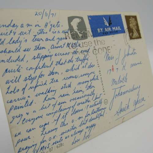 Lot of 10 Vintage British postcards - each one with a different stamp