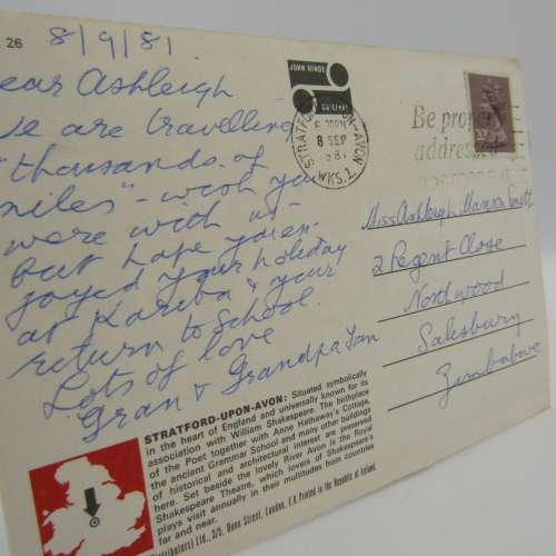 Lot of 10 Vintage British postcards - each one with a different stamp