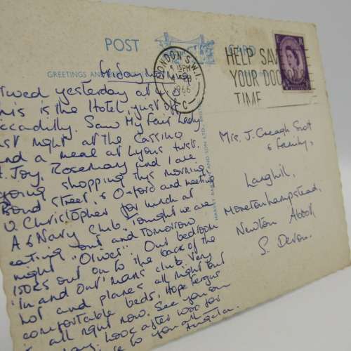 Lot of 10 Vintage British postcards - each one with a different stamp