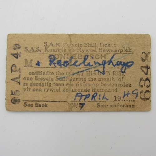 Lot of 3 x 1940`s train tickets to Rondebosch