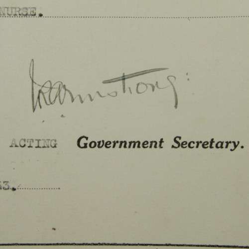 Swaziland Registration certificate for Nurse Miss Dorothy Agnes Goring - 30 March 1933