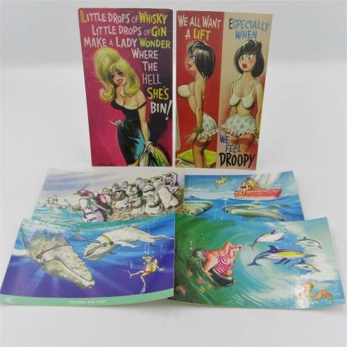 Lot of 6 vintage funny postcards