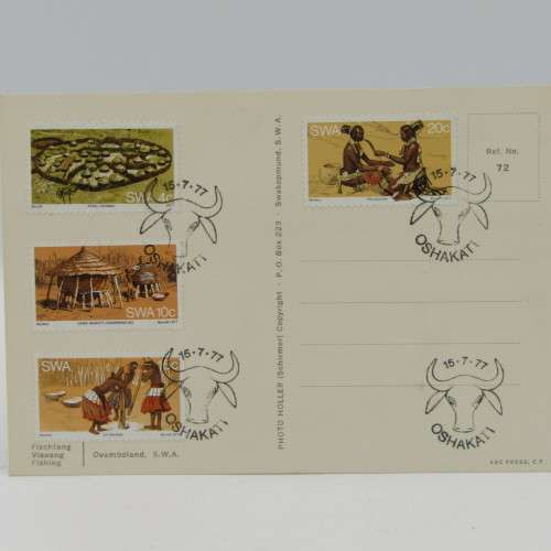 Lot of 5 SWA stamp sets on postcards - self made