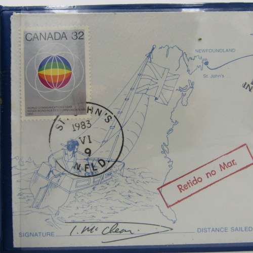 Tom McClean Atlantic Sailing cover 1983 - signed by him