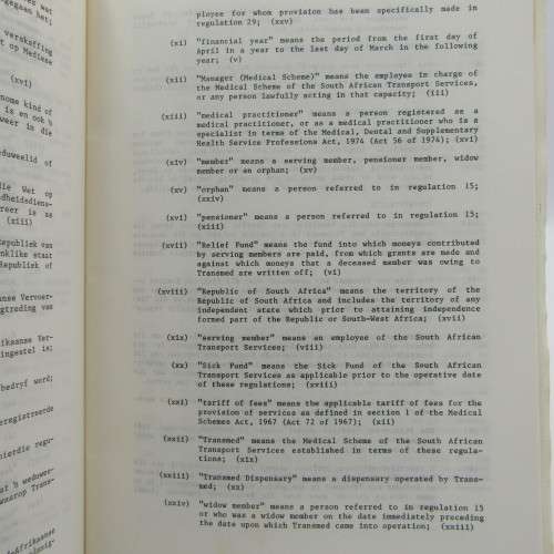South African Transport services Transmed regulations booklet 1982