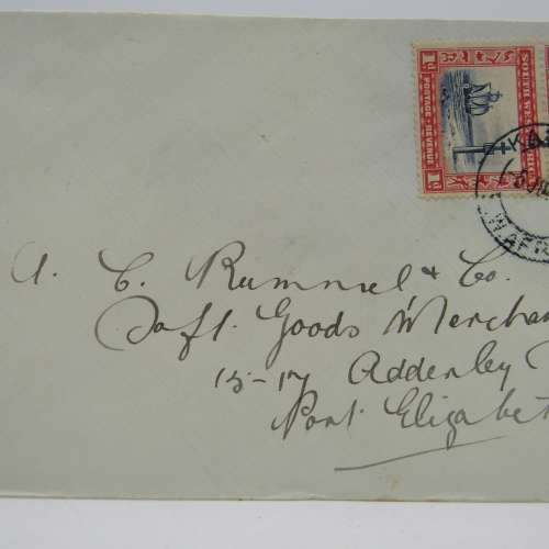 Letter sent from SWA-Kalkfeld to Port Elizabeth with pair of SWA stamps cancelled 1933