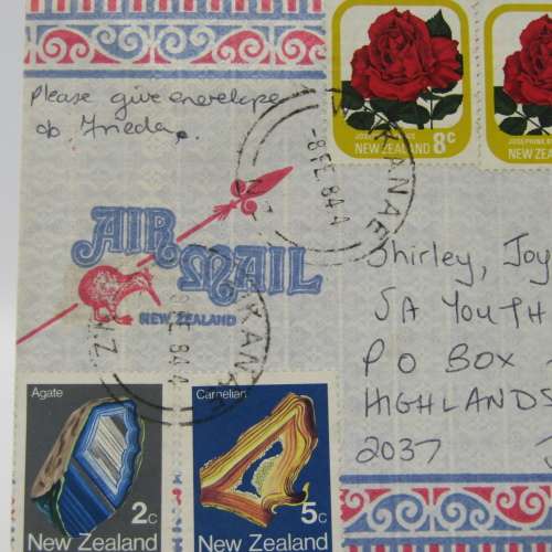 Letter sent from Waikanae, New Zealand to Johannesburg, South Africa