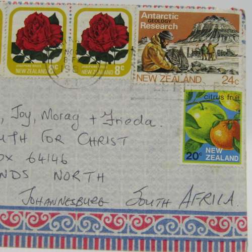 Letter sent from Waikanae, New Zealand to Johannesburg, South Africa
