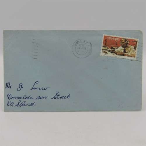 Letter sent from Umtata, Transkei to Strand, South Africa with 4c Transkei stamp cancelled