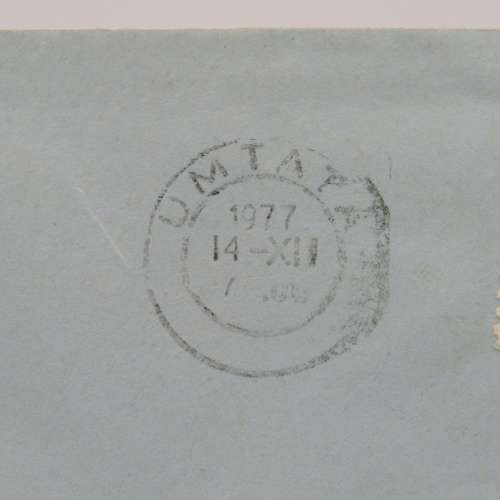 Letter sent from Umtata, Transkei to Strand, South Africa with 4c Transkei stamp cancelled