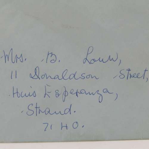 Letter sent from Elliotdale, Transkei to Strand, South Africa with 4c Transkei stamp cancelled