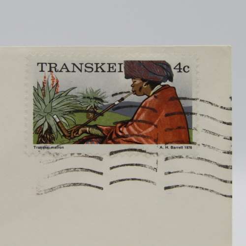 Letter sent from Umtata, Transkei to Strand, South Africa with Transkei 4c stamp cancelled