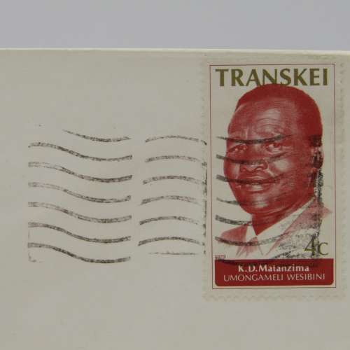 Letter sent from Umtata, Transkei to Strand, South Africa with Transkei stamp cancelled