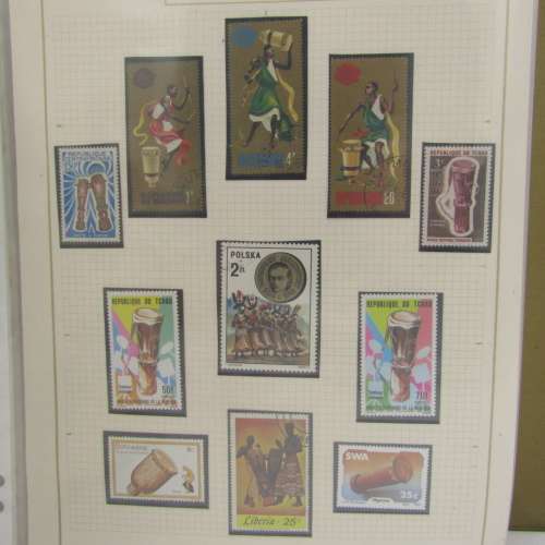 Thematic Stamp album African instruments 322 stamps unusual and excellent