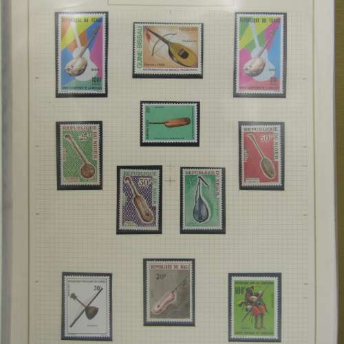 Thematic Stamp album African instruments 322 stamps unusual and excellent