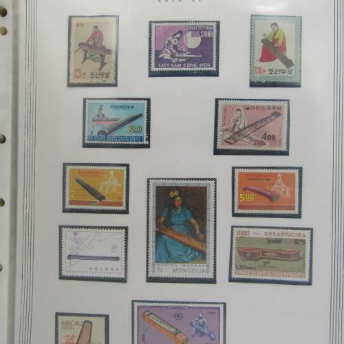 Album with Thematic collection Musical Instrument stamps 491 stamps in total