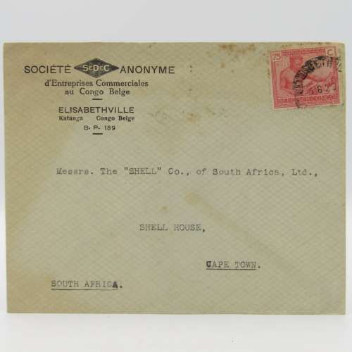 Letter sent from Elizabethville, Congo to Shell South Africa, Cape Town