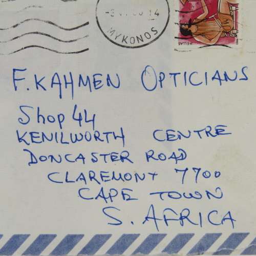 Airmail letter sent from Mykonos Greece to Claremont, South Africa on 03-06-1966