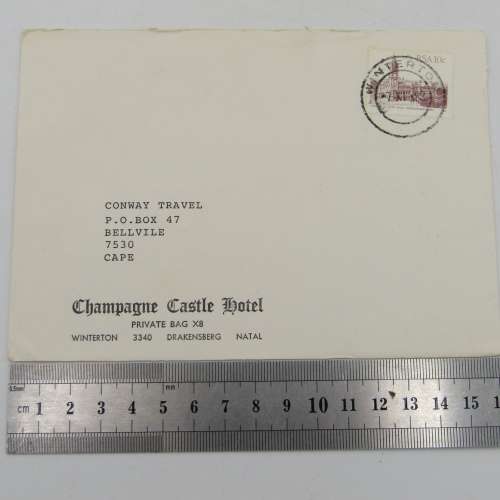 Letter sent on Champagne Castle Hotel Stationery cancelled Winterton and sent to Bellville