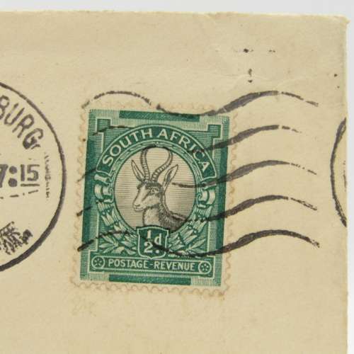 Letter sent on Newspaper press union of South Africa Stationery with 1/2 d Springbok stamp cancelled
