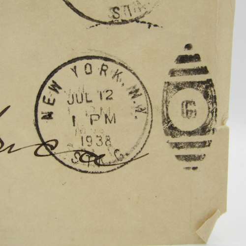Front of letter adressed to JBM Hertzog sent from New York to Pretoria with 6 USA stamps cancelled