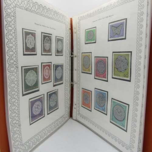 Thematic stamp album - The art of lace making 59 stamps / Famous People with insults 68 stamps