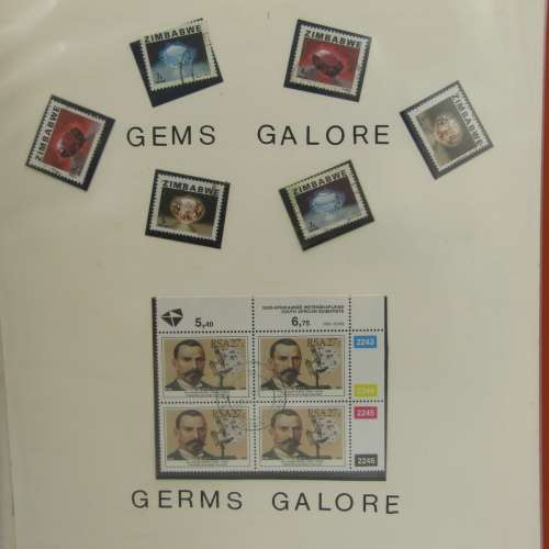 Thematic stamp album - The art of lace making 59 stamps / Famous People with insults 68 stamps