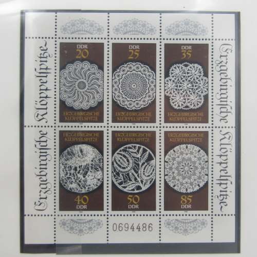 Thematic stamp album - The art of lace making 59 stamps / Famous People with insults 68 stamps