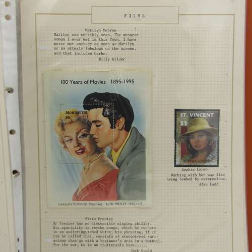 Thematic stamp album - The art of lace making 59 stamps / Famous People with insults 68 stamps