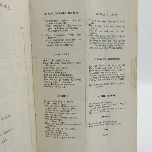Stellenbosch University 1958 Intervarsity liedtjies booklet