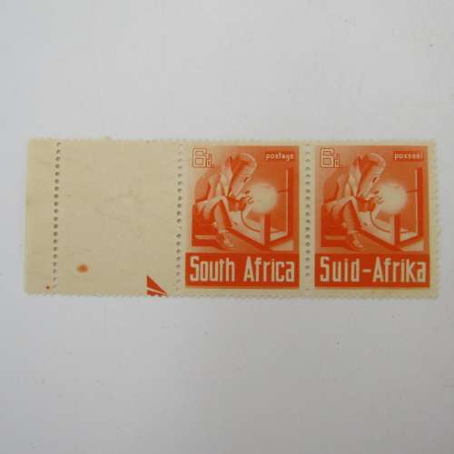 SACC 92 Pair 6d wartime mint stamps South Africa